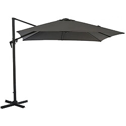 ALIZÉ Parasol déporté carré en aluminium 3x3m Roma gris.