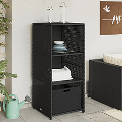 vidaXL Armoire de rangement de jardin noir 50x55x115 cm résine tressée 