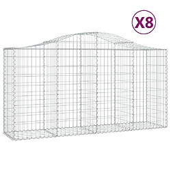 vidaXL Paniers à gabions arqués 8 pcs 200x50x100/120 cm fer galvanisé