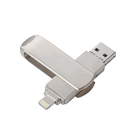 Wewoo Clé USB iPhone iDisk 3 en 1 64G Micro USB + Lightning 8 broches + USB 3.0 Disque flash push-pull rotatif métal avec fonction OTG (Argent) 