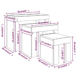 vidaXL Tables basses gigognes 3 pcs chêne marron bois d'ingénierie pas cher