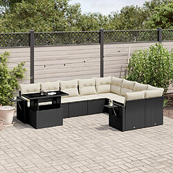 vidaXL Salon de jardin 10 pcs avec coussins noir résine tressée 