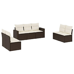 vidaXL Salon de jardin avec coussins 7 pcs marron résine tressée