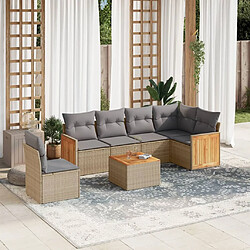 vidaXL Salon de jardin avec coussins 7 pcs beige résine tressée 