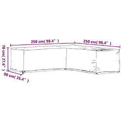 vidaXL Housse de salon de jardin en forme de L 16 œillets 250x250x70cm pas cher