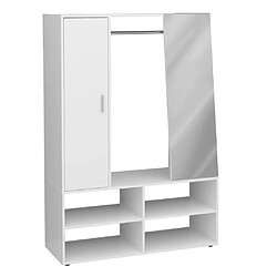 FMD Armoire avec 4 compartiments et miroir 105x39,7x151,3 cm Blanc 