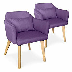 Paris Prix Lot de 2 Fauteuils Scandinave en Tissu Delante 67cm Violet