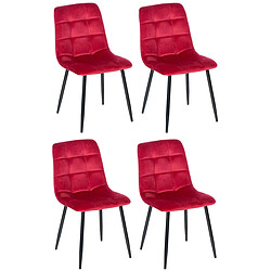 Decoshop26 Lot de 4 chaises de salle à manger style moderne et confortable en velours rouge et métal noir 10_0001790 