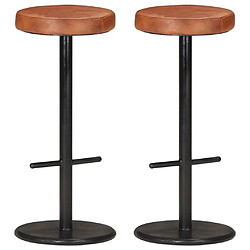 vidaXL Tabourets de bar lot de 2 marron cuir véritable 