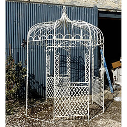 L'Héritier Du Temps Tonnelle Pergola Gloriette en Métal Blanc Abris Kiosque de Jardin Octogonal 196x196x314cm