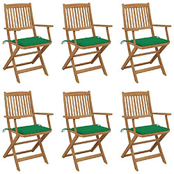 Maison Chic Lot de 6 Chaises pliables de jardin avec coussins - Fauteuil d'extérieur Bois d'acacia -MN71507