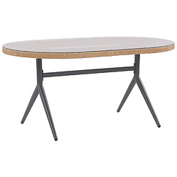 Beliani Table de jardin 160 x 94 cm Verre Naturel ALIANO 