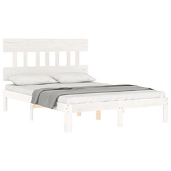 Acheter Maison Chic Cadre/structure de lit avec tête de lit pour adulte - Lit Moderne Chambre blanc 140x190 cm bois massif -MN10762