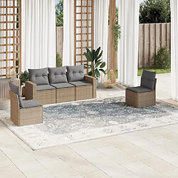 vidaXL Salon de jardin avec coussins 5 pcs beige résine tressée 