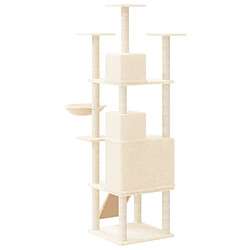 Arbre à chat avec griffoirs,niche pour chat en sisal Crème 175 cm -MN15738 pas cher