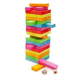 Universal Nouveau 54 pièces en bois Arc-en-ciel Haut Stack Domino Board Jeu de Stack Jouet en bois Domino Stack Block Il y a 2 types de logs/couleurs Cadeaux pour enfants | Domino