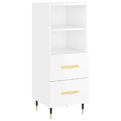 Maison Chic Buffet,Meuble de Rangement,commode pour salon,Cuisine Blanc brillant 34,5x34x180 cm Bois d'ingénierie -MN83329 pas cher