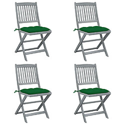 vidaXL Chaises pliables d'extérieur lot de 4 et coussins Bois d'acacia