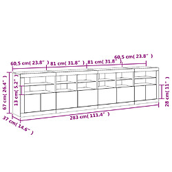 vidaXL Buffet avec lumières LED blanc 283x37x67 cm pas cher