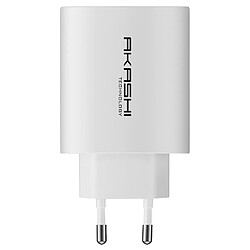 Chargeur Secteur 15W Double USB-A QC 3.0 + USB-C PD Charge Rapide Akashi blanc