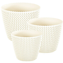 WellHome PROSPERPLAST Set 4 pots ronds (5 /8 /11,5 /28,2 litres) Splofy en plastique crème