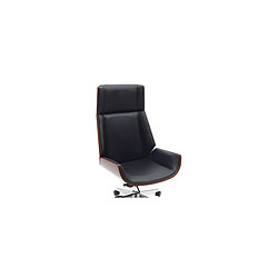 Miliboo Fauteuil de direction design bois foncé et noir CURVED pas cher