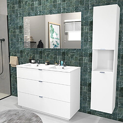 Le Quai Des Affaires Meuble sous-vasque MARBELLA 120 cm + vasque + miroir + colonne / Blanc 