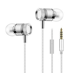 Shot Ecouteurs Metal pour OPPO Reno Z avec Micro Kit Main Libre INTRA-AURICULAIRE Jack (ARGENT) 