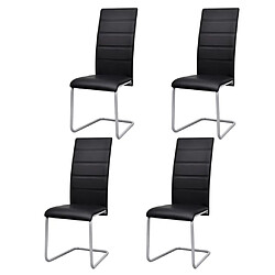 Decoshop26 Lot de 4 chaises de salle à manger cuisine cantilever noir synthétique CDS021417 