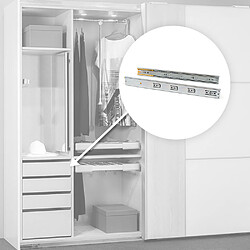 Emuca Pair de coulisses pour tiroirs, à billes, 45 x 550 mm, sortie totale, ferm
