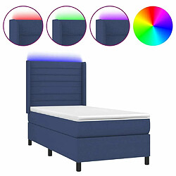 Maison Chic Lit adulte- Lit + matelas + LED,Sommier à lattes de lit matelas et LED Bleu 90x190 cm Tissu -GKD25348