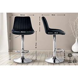 Non Lot de 2 tabourets de bar Toni velours chrome