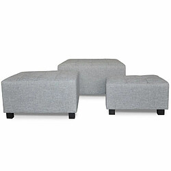 Paris Prix Lot de 3 Poufs en Tissu Pumio 70cm Gris