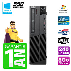 PC Lenovo M91p SFF Intel I3-2120 8Go Disque 240Go SSD Graveur Wifi W7 - Occasion