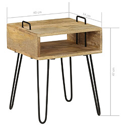 vidaXL Table de chevet Bois de manguier massif 40x34x47 cm pas cher