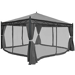 Acheter Decoshop26 Pergola pavillon gazebo de jardin cadre stable de 7cm avec paroi latérale + moustiquaire gris 4x4m 04_0004091