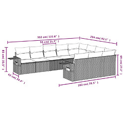 Avis vidaXL Salon de jardin avec coussins 10 pcs gris clair résine tressée