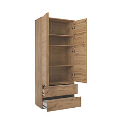 Mes Armoire 2 portes 2 tiroirs 80x40x191 cm chêne - MITZ pas cher