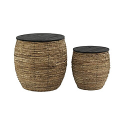 Aubry Gaspard Poufs coffres en abaca et bois (lot de 2).