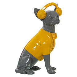 Figurine Décorative Alexandra House Living Jaune Gris Plastique Chien Casque 14 x 26 x 19 cm