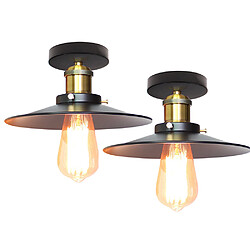 Stoex 2x Vintage Plafonnier Industriel Ø26cm Retro en Métal Lustre Luminaire L'éclairage pour Chambre Salon Cuisine Couloir,Noir 