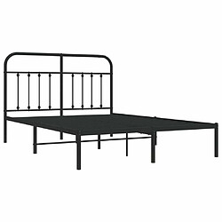 Maison Chic Lit adulte - Cadre de lit métal avec tête de lit,Structure du lit Contemporain pour chambre noir 140x200 cm -MN35269 pas cher