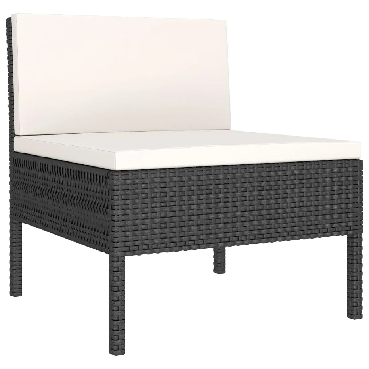 Acheter Maison Chic Salon de jardin 3 pcs + coussins - Mobilier/Meubles de jardin - Table et chaises d'extérieur Résine tressée Noir -MN67337