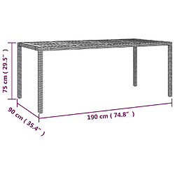 vidaXL Table de jardin plateau en bois Noir Résine tressée bois massif pas cher