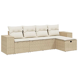 vidaXL Salon de jardin avec coussins 5 pcs beige résine tressée