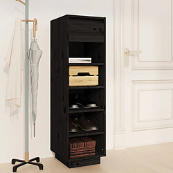 vidaXL Armoire à chaussures noir 30x34x105 cm bois de pin massif 