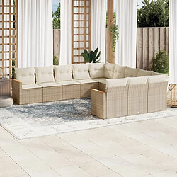 Maison Chic Salon de jardin 11 pcs avec coussins, Ensemble Tables et chaises d'extérieur beige résine tressée -GKD351160