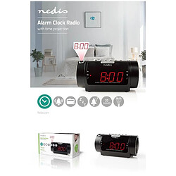 NEDIS Radio Réveil Projection Heure alarme numérique Affichage LED AM / FM Fonction Snooze Minuterie de sommeil 2 Alarmes 