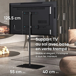 ONKRON TV Portable sur Pied pour 30 - 60 Pouces TV & Ecran, Support TV sur Pied Pivotant de 41 kg - Meuble TV en Verre Trempé VESA 100x100 - 400x400/Pied TV Universel Hauteur Réglable TS5065-B Noir