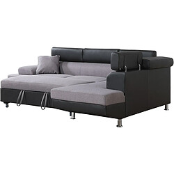 Avis Habitat Et Jardin Canapé d'angle convertible Sophia luxe - 265 x 190.5 x 80/91 cm - Noir / Gris - 5 places - Angle droit